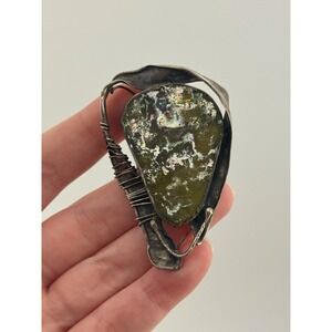 Avi Soffer Israel Sterling Silver Roman Glass Pendant Brooch Pin